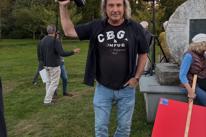 POET BILLY LAMONT With His “Bullhorn Of Justice” At SAVE OUR CINEMA ARTS CENTRE” PROTEST